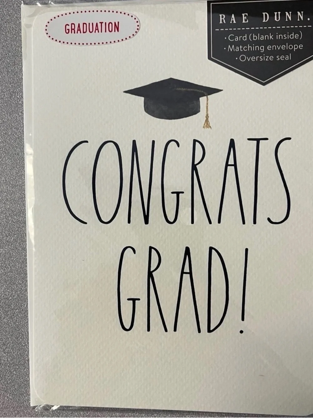 Rae Dunn Congrats Grad Card in Black and Gold